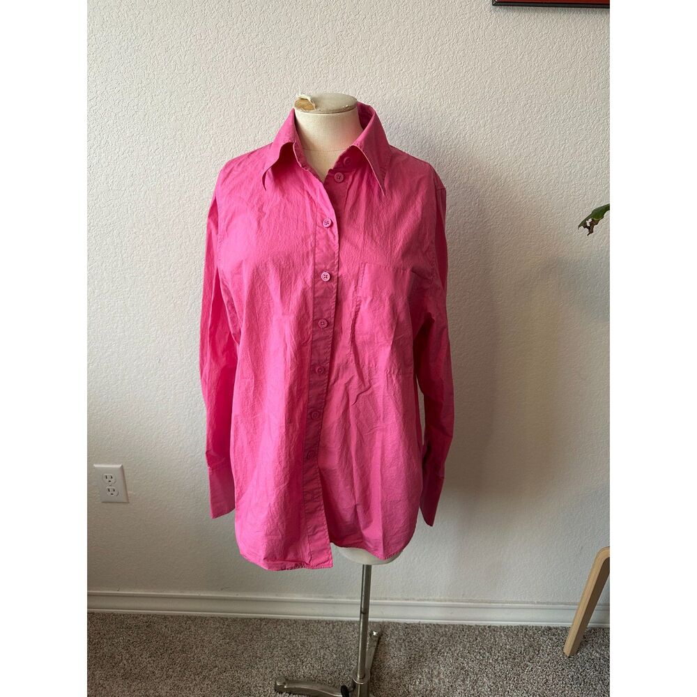COS Women's Pink Button Up Relaxed Oversized Top
